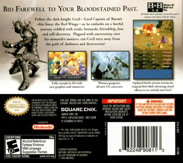 Final Fantasy IV (USA) (En,Fr,Es) box cover back